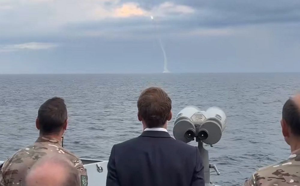 Makrons vēro Francijas jaunās starpkontinentālās ballistiskās raķetes M51.3 izmēģinājumu