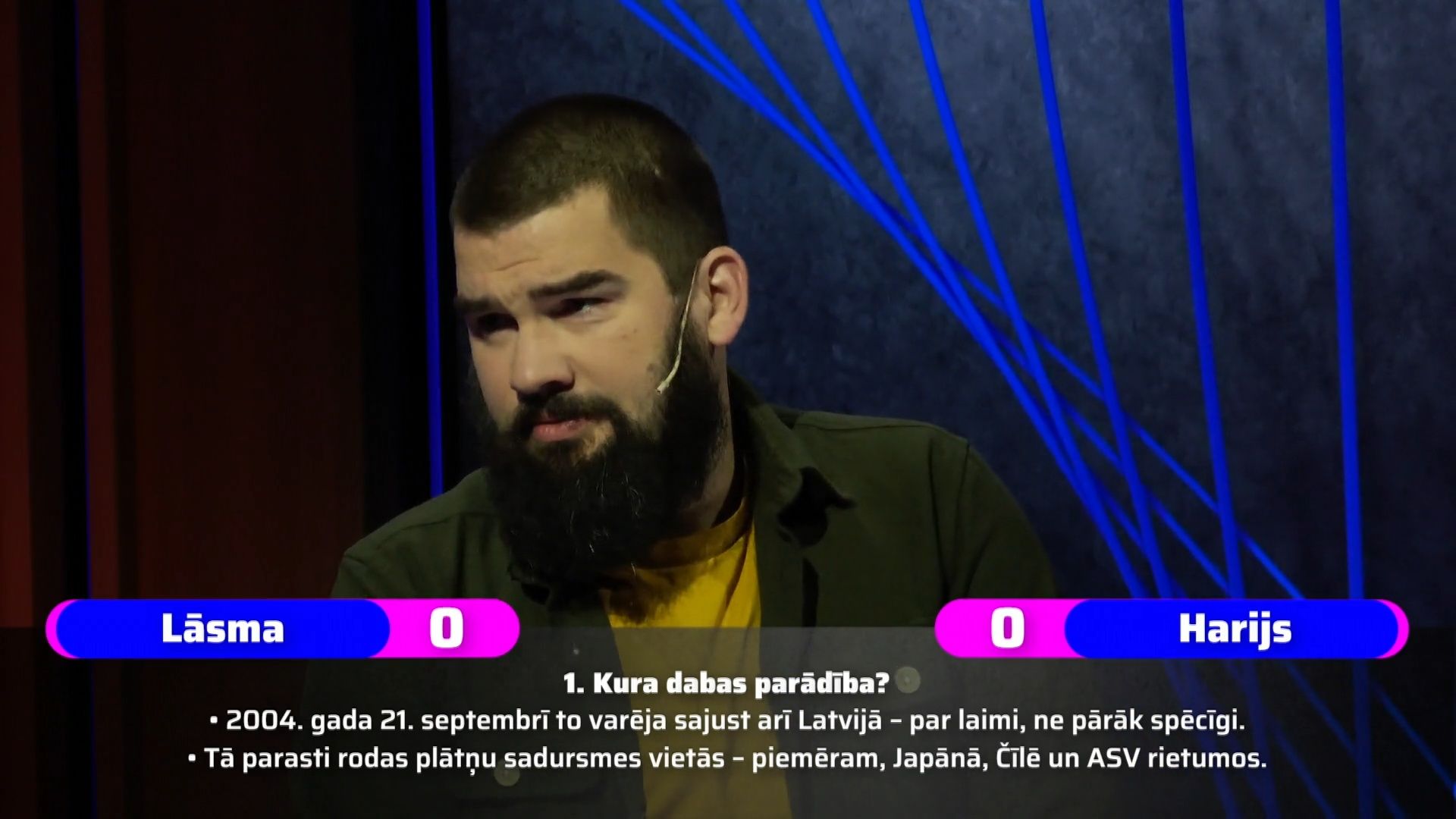 Erudīcijas spēlē "15 jautājumi" sacenšas Lāsma Gaile un Harijs Kārkliņš