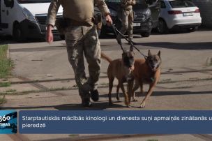 Starptautiskās mācībās kinologi un dienesta suņi trenējas meklēt sprāgstvielas