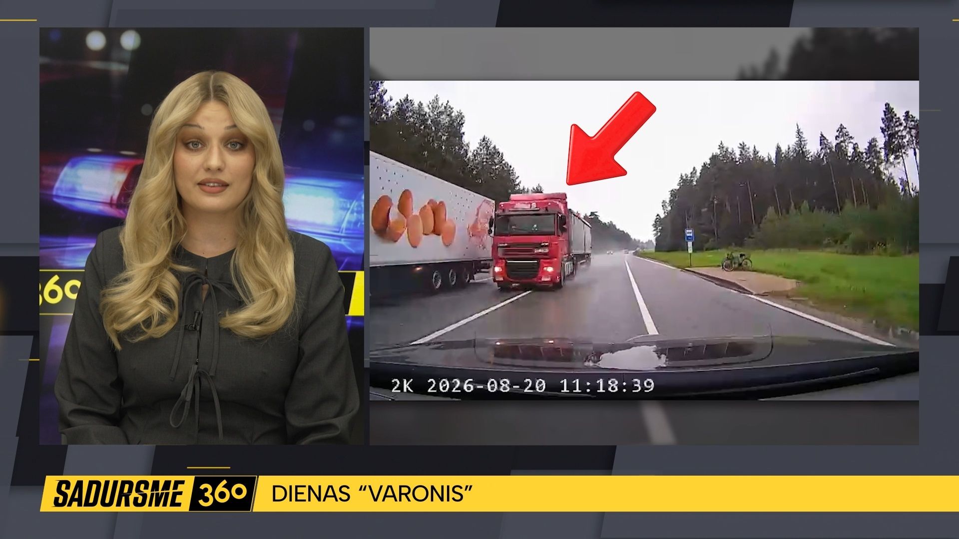Kravas auto ar bīstamu manevru gandrīz izraisa smagu avāriju