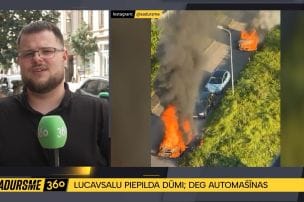 Lucavsalu piepilda degošu automašīnu dūmi