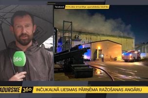 Plašs ugunsgrēks ražošanas objektā Inčukalna pagastā – glābēji strādā stundām ilgi