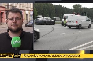 Divas sadursmes vienā rītā – BMW ietriecas barjerā, bet Rīgā saduras autobuss un tramvajs