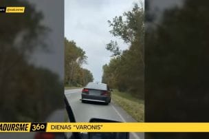 "Sadursmes  dienas antivaronis": Mārupē satiksmē dodas BMW ar pamatīgi bojātu piekari